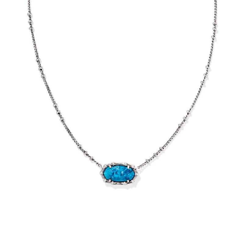 chunky boho turquoise ring Kendra Scott Silver Elisa Bamboo Frame Short Pendant Necklace