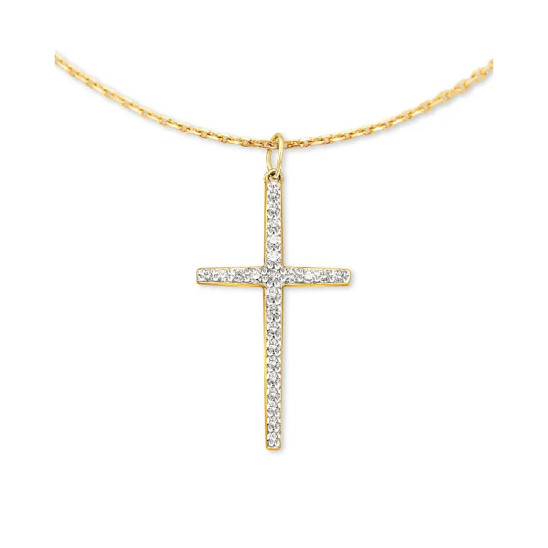real zircon gemstone bracelet Kendra Scott Large Cross 14k Gold Pendant Necklace in White Diamond