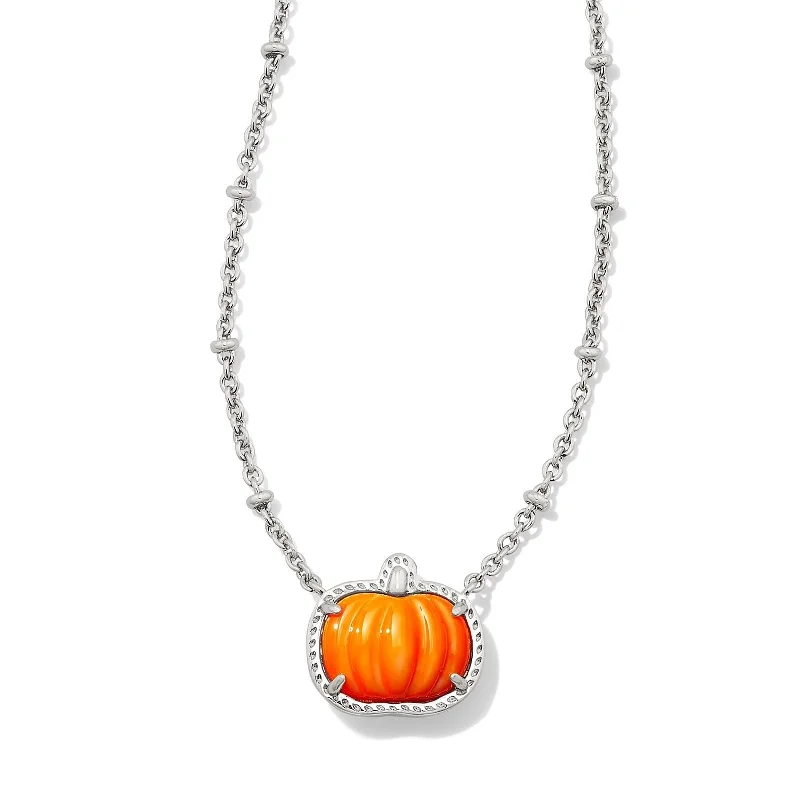 handcrafted crystal quartz ring Kendra Scott Pumpkin Silver Short Pendant Necklace in Orange Mother of Pearl