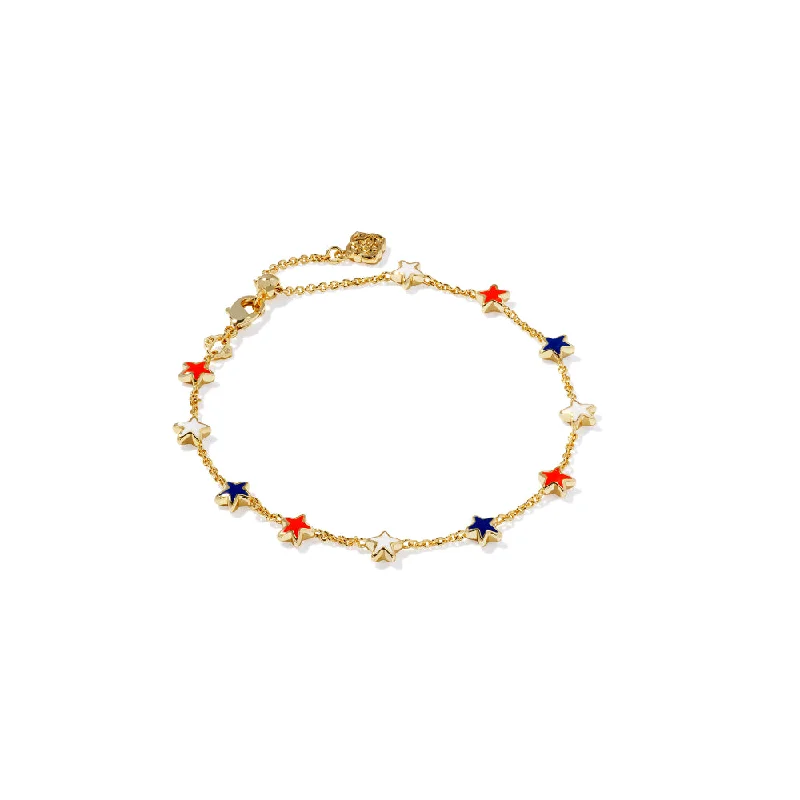 delicate angel wings necklace Kendra Scott Sierra Star Delicate Chain Bracelet - Gold Red White & Blue