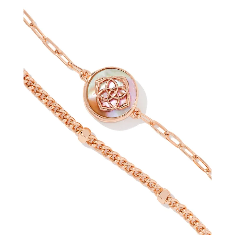 rose gold cartilage barbell Kendra Scott Stamped Dira Delicate Chain in Bracelet Rose Metal with Golden Abalone
