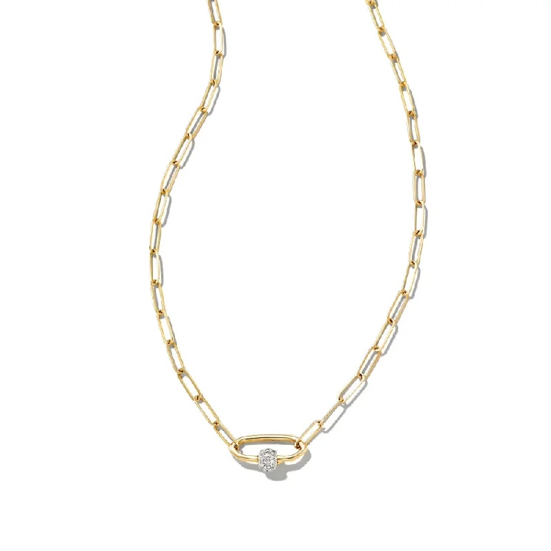 opal cluster ring unique Kendra Scott Stella 14k Yellow Gold Paperclip Pendant Necklace in Diamond