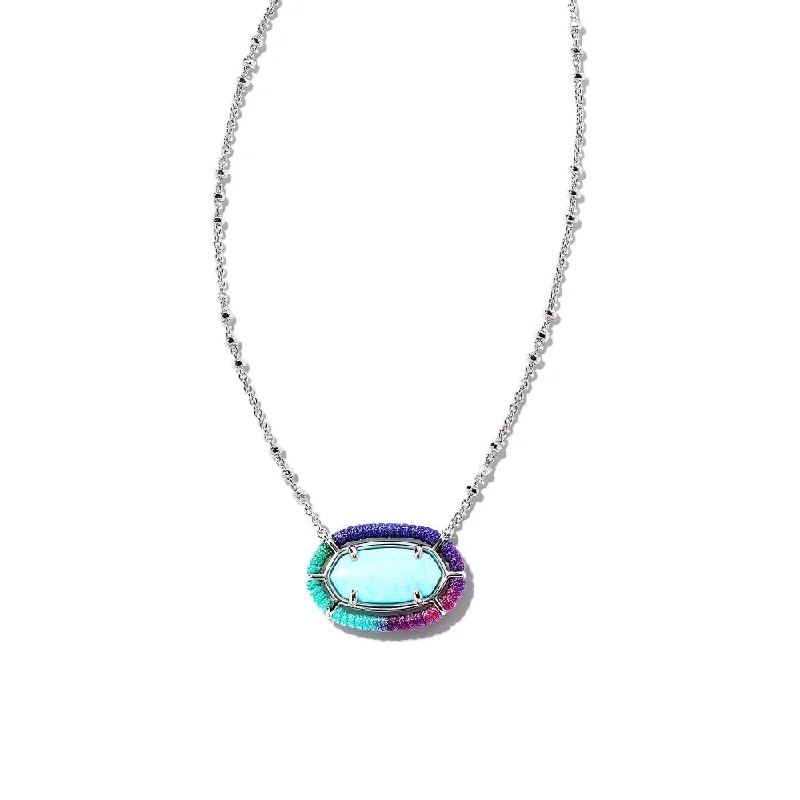 handcrafted sterling silver necklace Kendra Scott Threaded Elisa Pendant Necklace in Rhodium Blue Mix