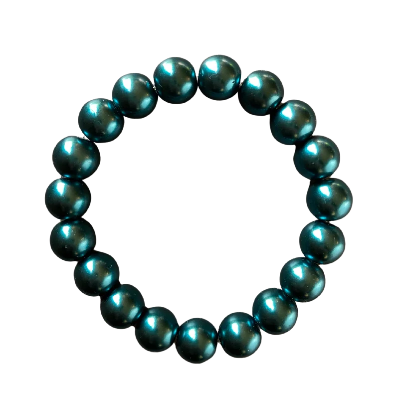 dainty heart charm necklace Kingfisher Pearl 10mm Bracelet