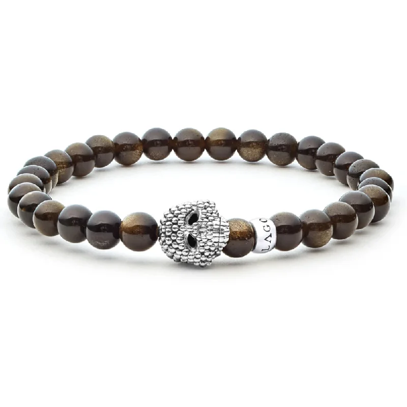 handcrafted beaded bracelet boho Lagos Anthem Golden Obsidian Skull Bracelet