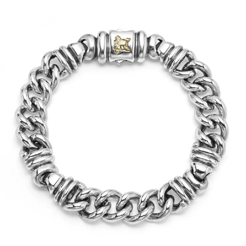 white gold diamond cluster ring Lagos Anthem Twist Curb Chain Bracelet, 12mm