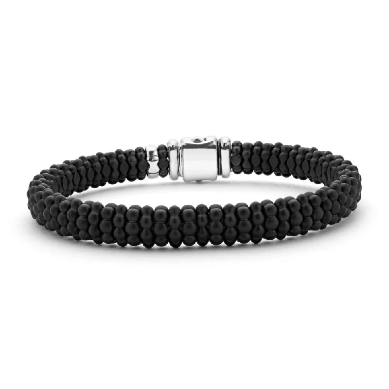 bold gothic skull necklace Lagos Black Caviar Matte Ceramic Beaded Bracelet, 9mm