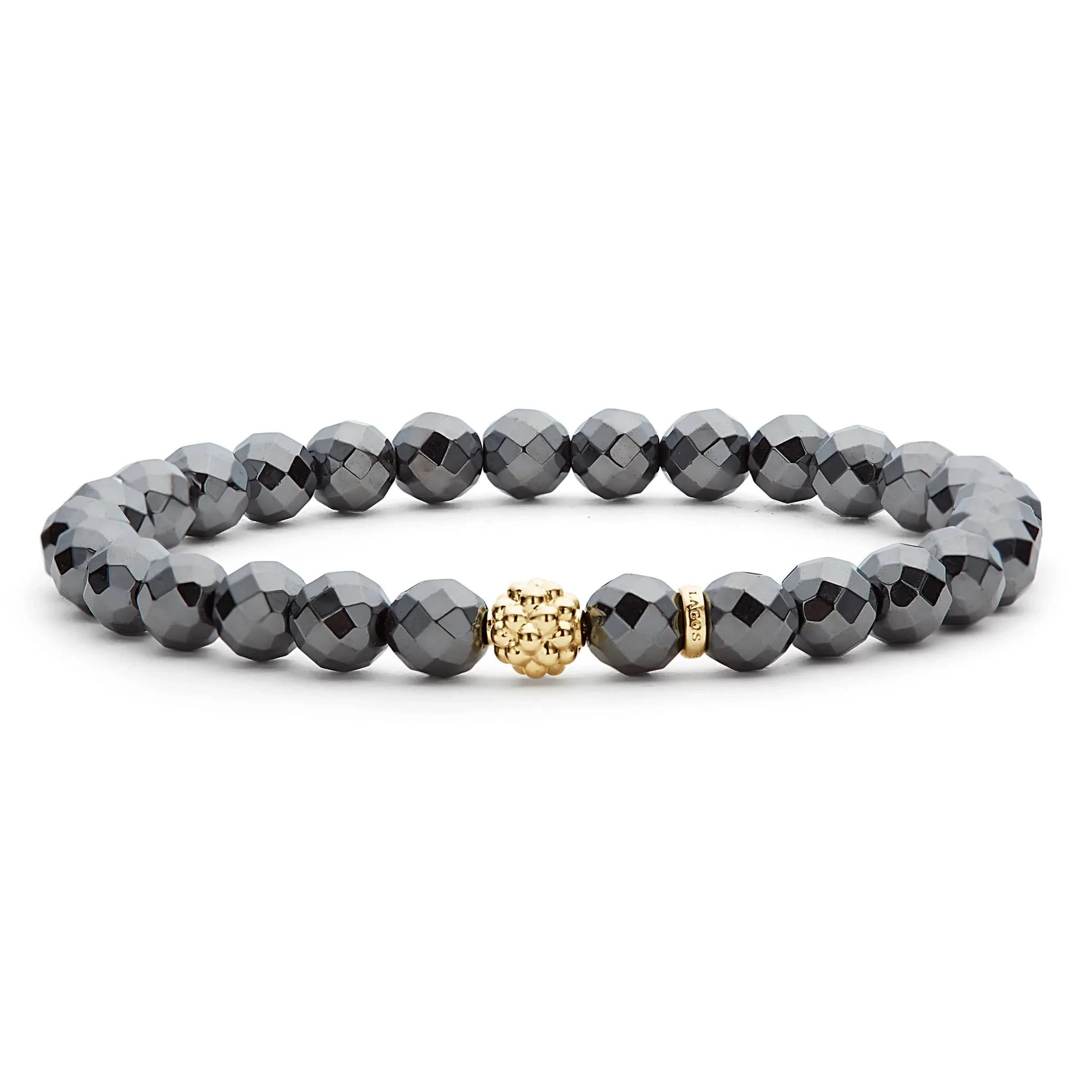 bohemian anklet with shells Lagos Caviar Icon Hematite Gold Station Bead Bracelet