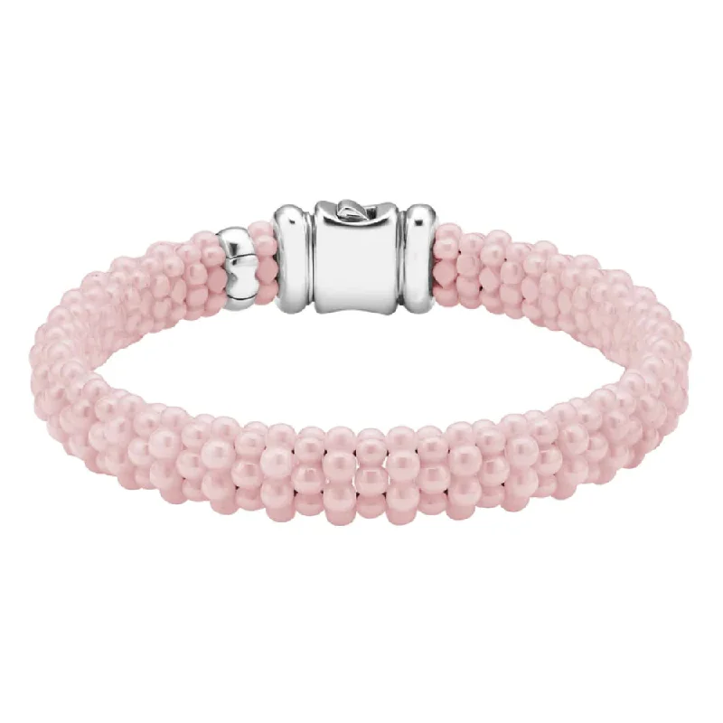 dainty rose gold anklet Lagos Pink Caviar Ceramic Beaded Bracelet, 9mm