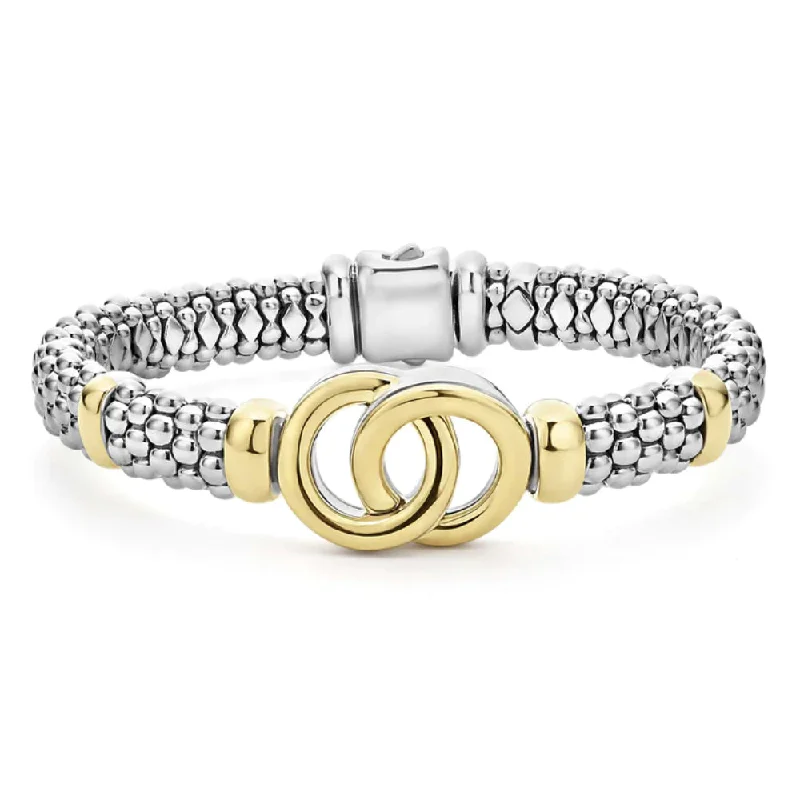 real diamond eternity band Lagos Signature Caviar Two-Tone Interlocking Bracelet, 9mm