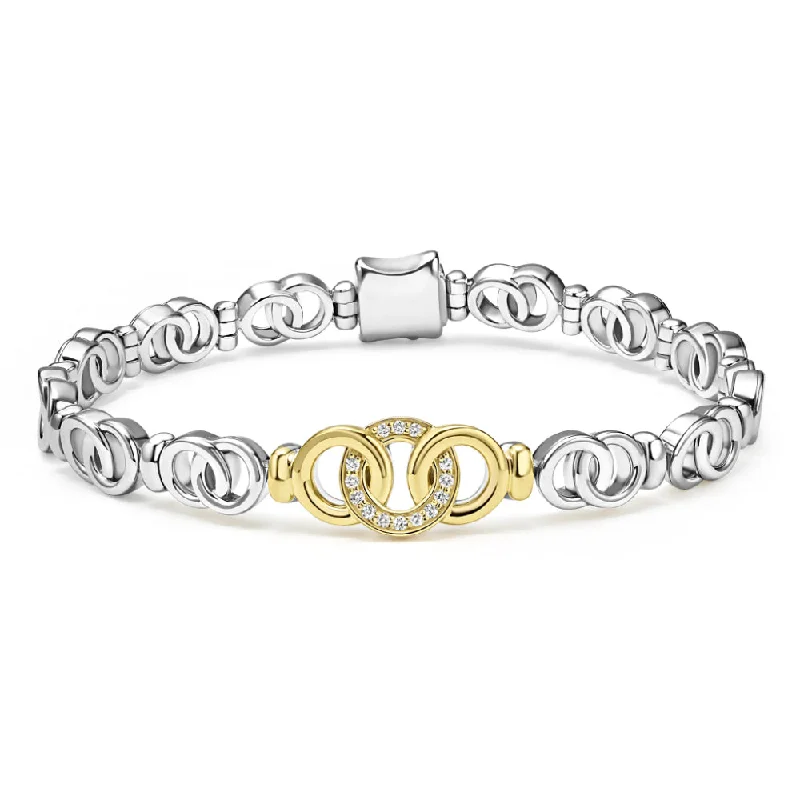 infinity heart necklace personalized Lagos Signature Caviar Two-Tone Interlocking Diamond Link Bracelet