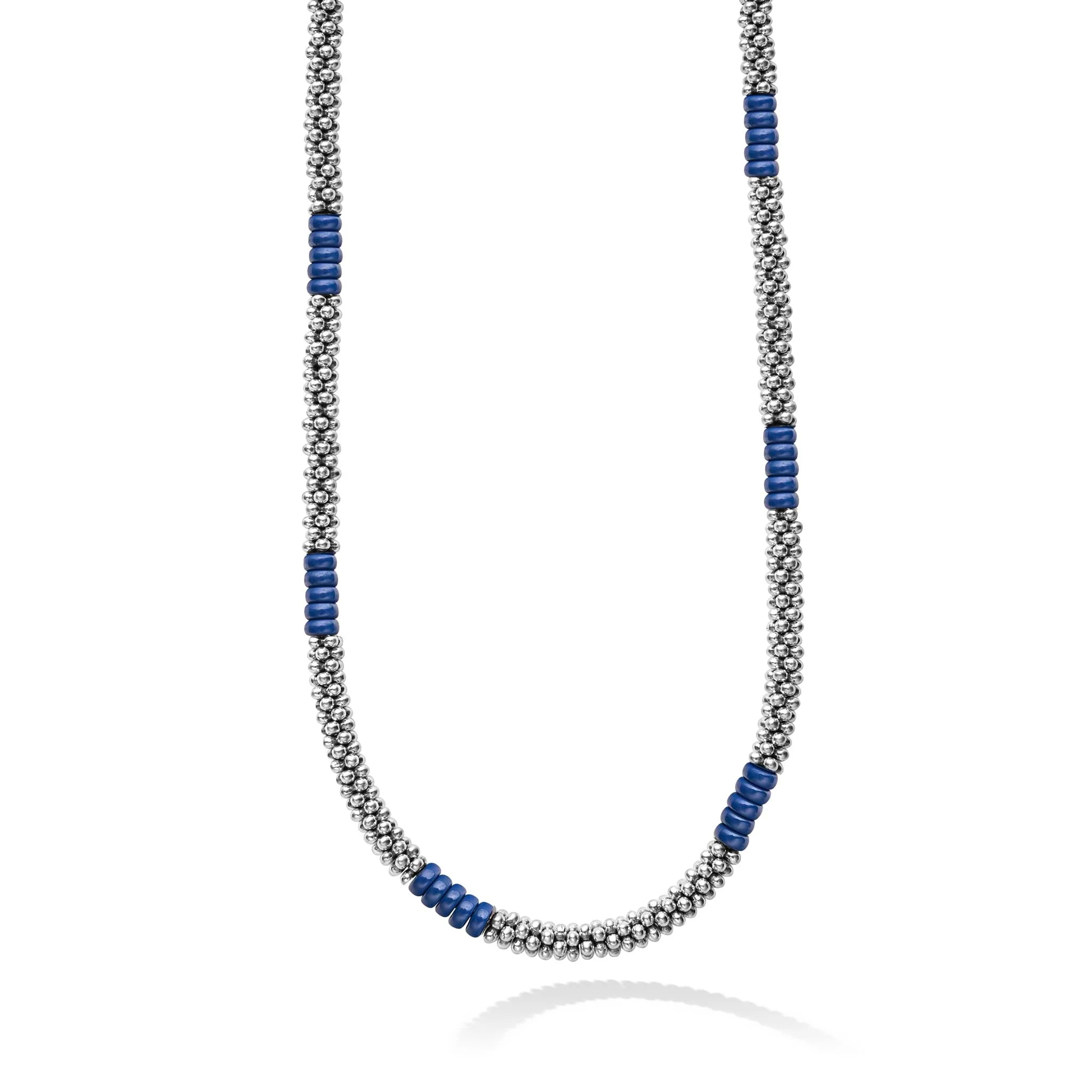 classic tennis bracelet white gold Lagos Ultramarine Blue Caviar Ceramic Station Beaded Necklace