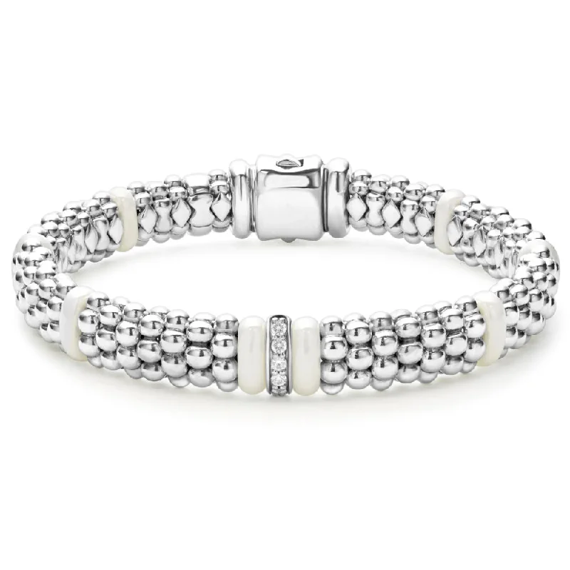 dainty heart charm necklace Lagos White Caviar Single Station Diamond Bracelet