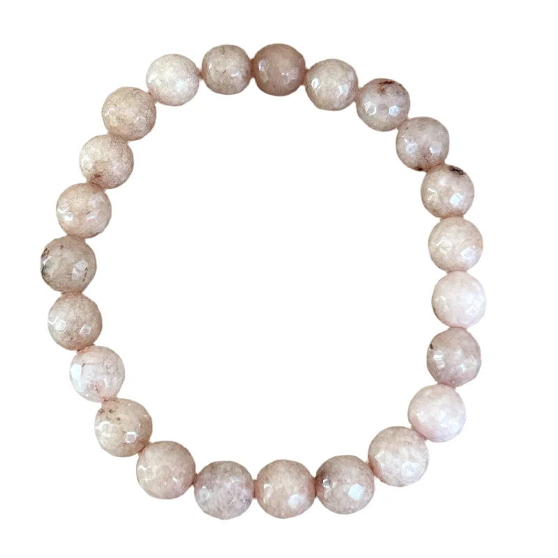 handcrafted gemstone toe ring Light Iced Coffee Jade Faceted 8mm Bracelet