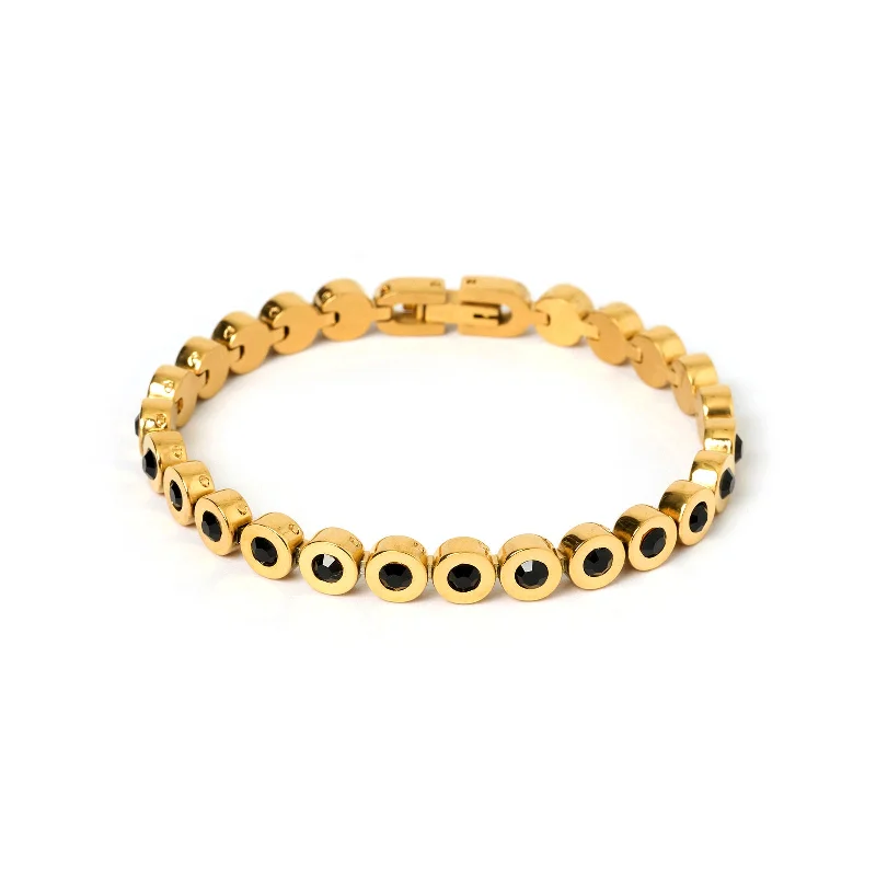 round cut diamond engagement ring Maeve Gold Bracelet - Black
