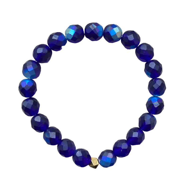 minimalist gold crescent moon necklace Matte Dark Blue AB Faceted 8mm Bracelet