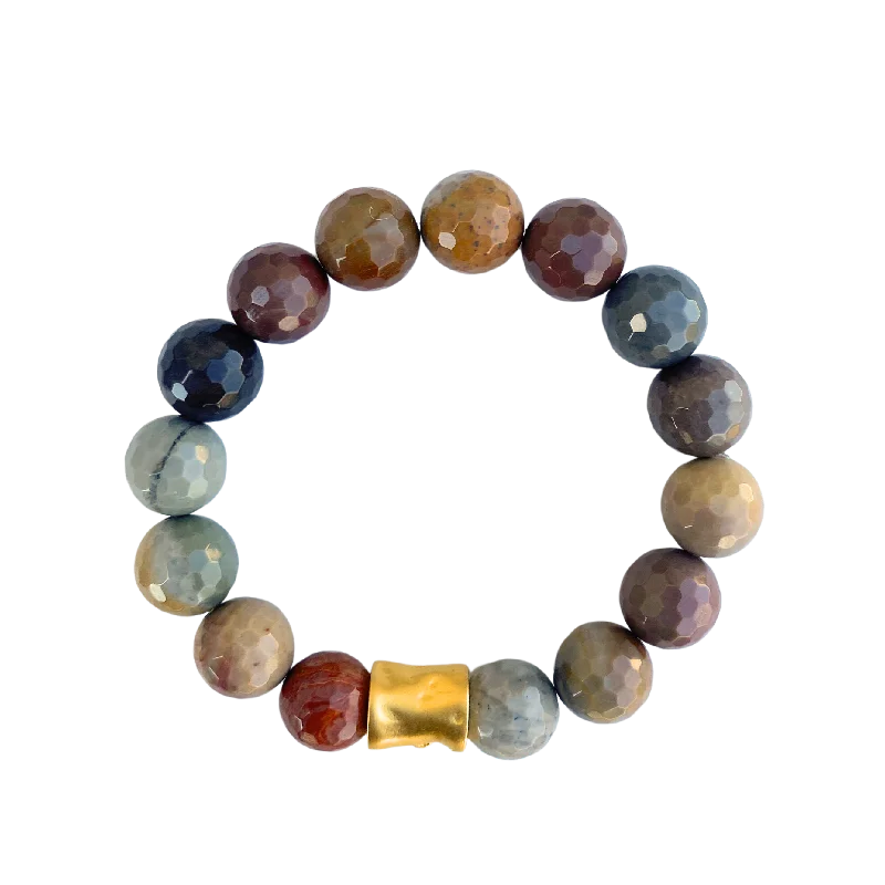 eternity ring for anniversary Matte Gold Rowan Faceted Jasper 10mm