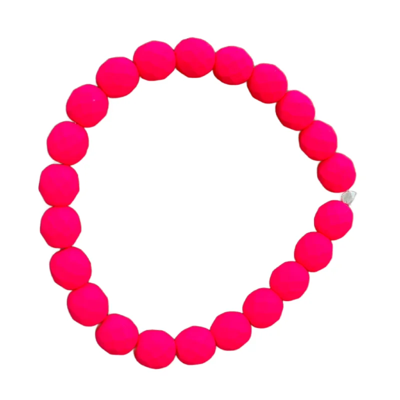 unique moon phase ring Matte Neon Pink Faceted 8mm Bracelet