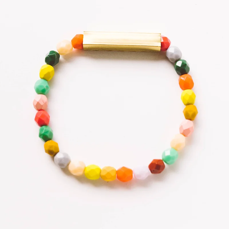 personalized bar necklace silver Brooks Mixed Beads and Brass Bracelet