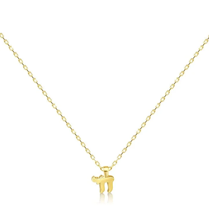 bold Cuban link bracelet men Mini Chai Necklace - Gold