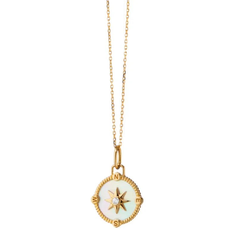 celestial astrology sign ring Monica Rich Kosann Mother of Pearl Mini "Adventure" Compass Charm