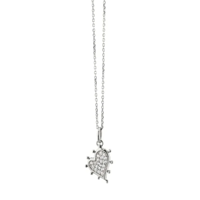 bezel set engagement ring modern Monica Rich Kosann Petite Pave White Sapphire Heart Necklace