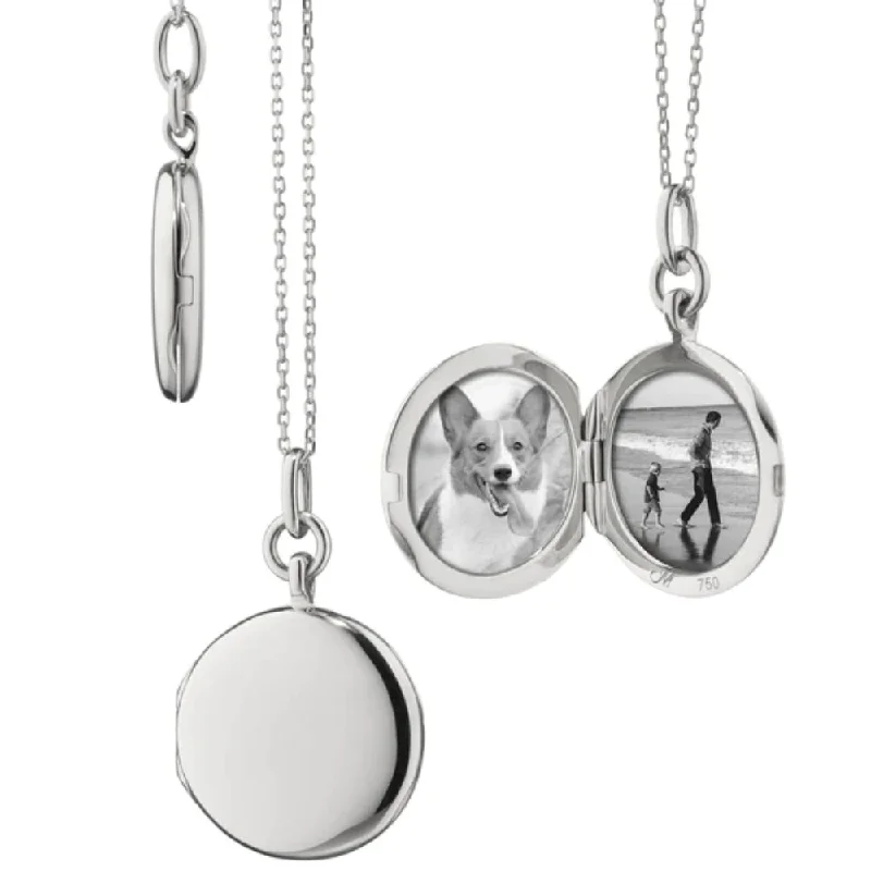 round-cut blue sapphire earrings Monica Rich Kosann Slim "Quinn" Locket Necklace