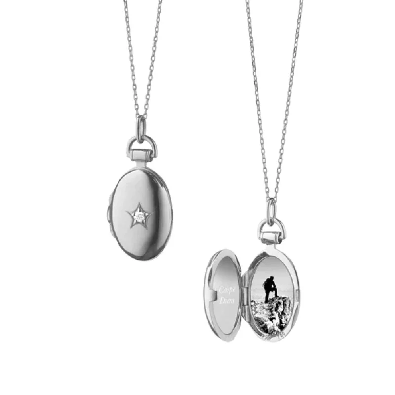 bold gothic skull necklace Monica Rich Kosann Oval "Sapphire Star" Locket