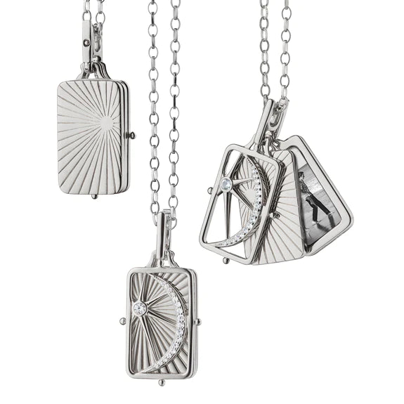 dainty butterfly pendant necklace Monica Rich Kosann Sun, Moon and Stars Sterling Silver Gate Locket