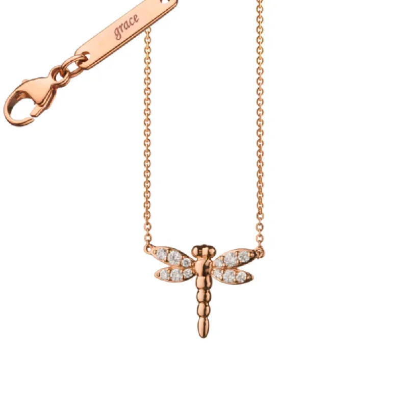 gemstone infinity bracelet Monica Rick Kosann 18k Rose Gold Diamond Critter Dragonfly "Grace " Necklace
