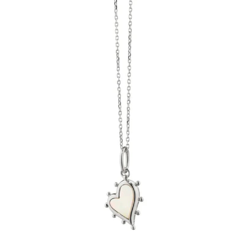 dainty chain bracelet layered Monica Rich Kosann Petite Mother of Pearl Sterling Silver Heart Necklace