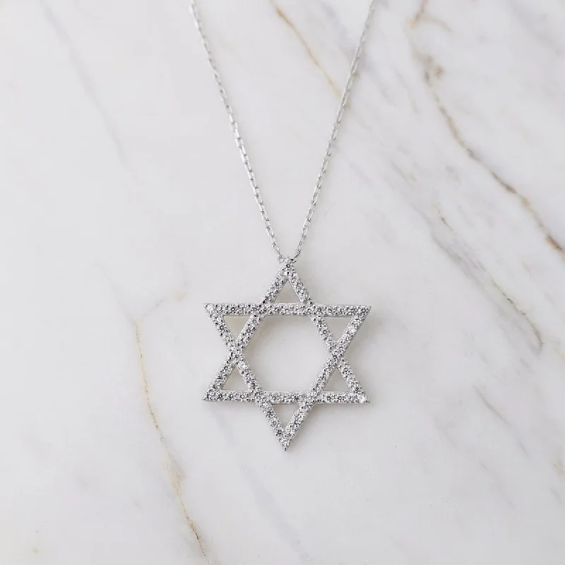 white opal engagement ring Bold Star of David CZ Necklace
