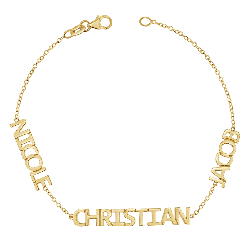 gold-plated figaro chain Multi Block Letter Name Bracelet