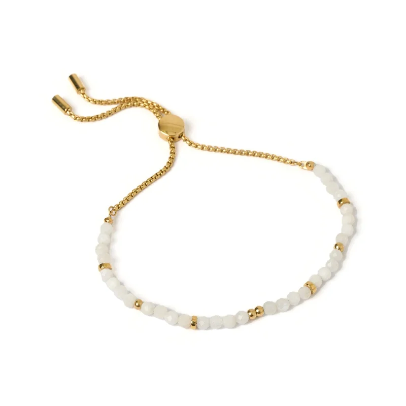 silver rope chain men Myla Moonstone and Gold Bracelet