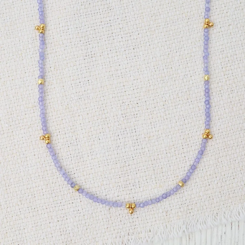 minimalist disc pendant necklace Tanzanite Tiny Gold Filled Ball Charms Necklace