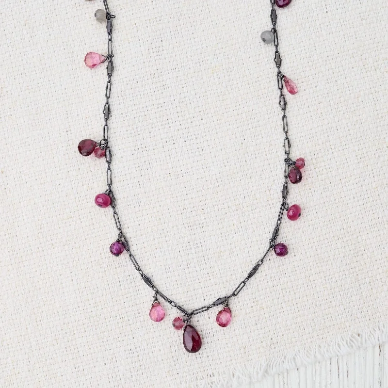 black stainless steel signet ring Oxidized Silver Garnet & Tourmaline Rain Drops Necklace