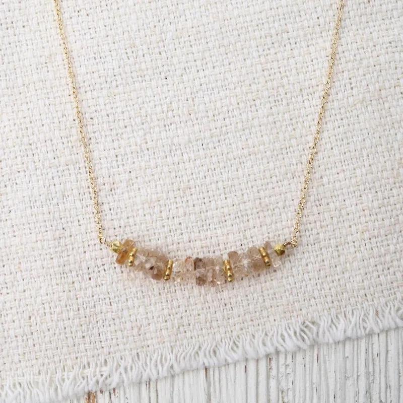 men’s rugged leather bracelet Imperial Topaz with Vermeil Spacers on Gold Fill Necklace