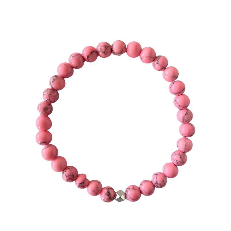 celestial meteor shower earrings Neon Pink Magnesite 6mm Bracelet