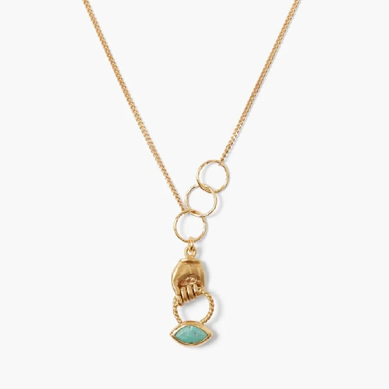 simple turquoise stud earrings Turquoise Mano Evil Eye Charm Necklace