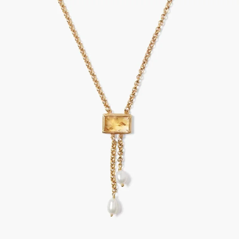 gold initial bracelet personalized Citrine Tab Pearl Drop Necklace