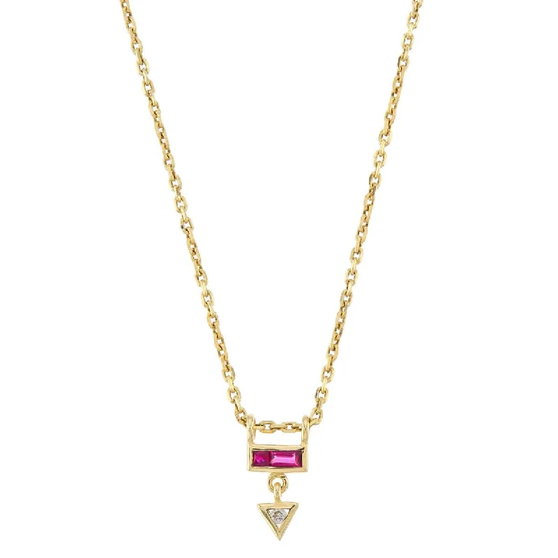 celestial meteor shower earrings 9k Yellow Gold Mini AZ Pendant - Ruby, Pink Tourmaline & White Diamond