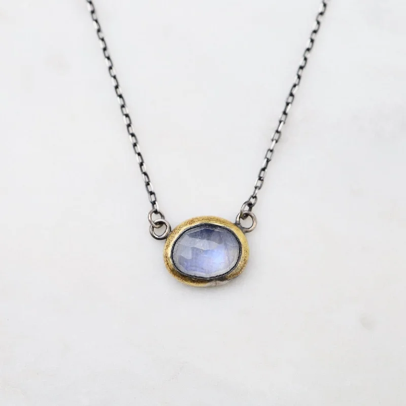 gold medallion pendant necklace Moonstone Petite Crescent Rim Necklace