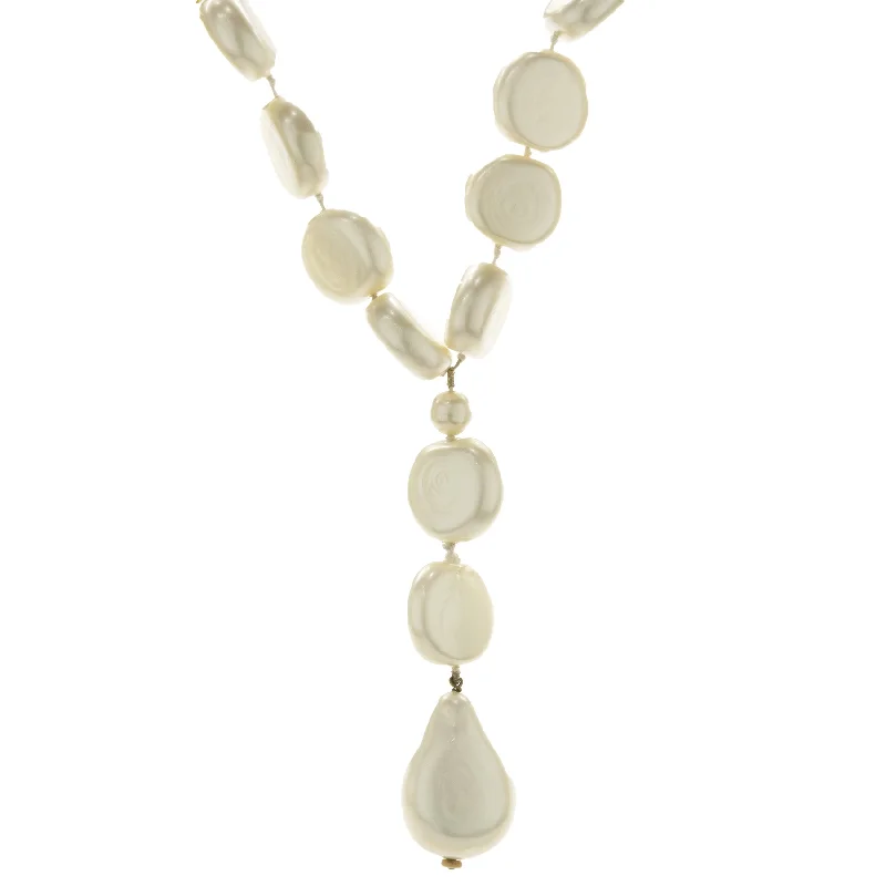 evil eye protection bracelet Chanel Pancake Pearl Necklace with Pearl Lariat