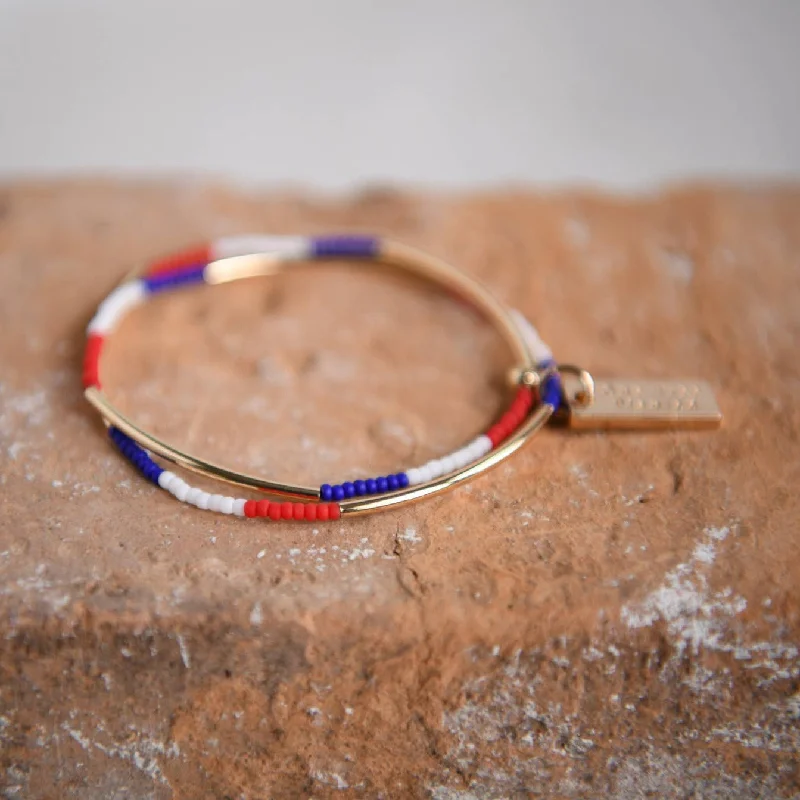simple sapphire wedding band Double Wrap Patriotic Bracelet