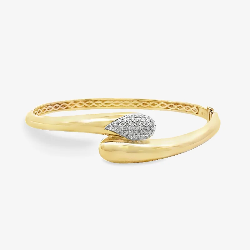 personalized initial ring stackable Pave Paint Drop Bypass Bangle Bracelet