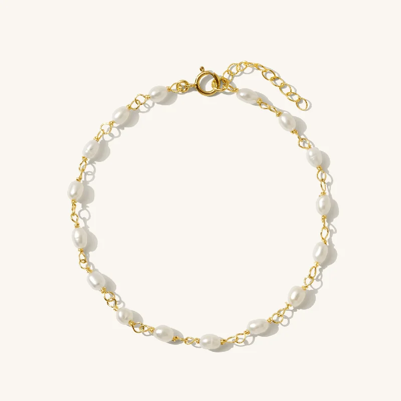 gold daisy stud earrings Pearl Chain Bracelet
