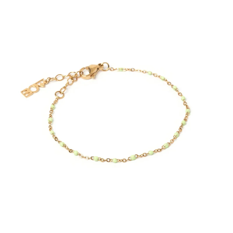 rose gold bar bracelet personalized Peggy Gold and Enamel Bracelet - Mint