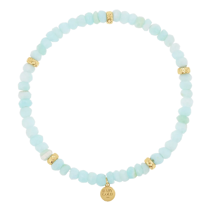 classic gold cuff bracelet Peruvian Blue Opal Beaded Bracelet