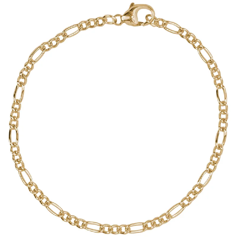 thin gold wire earrings Petite Curbed Figaro Classic Charm Bracelet 7"