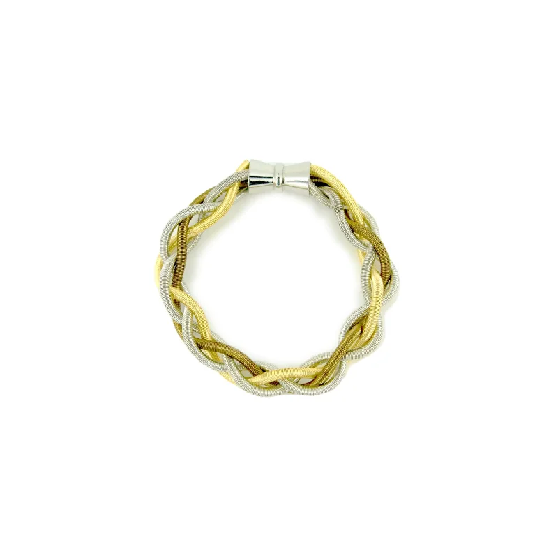 celestial sun and moon earrings Piano Wire Braid Bracelet, Gold & Silver